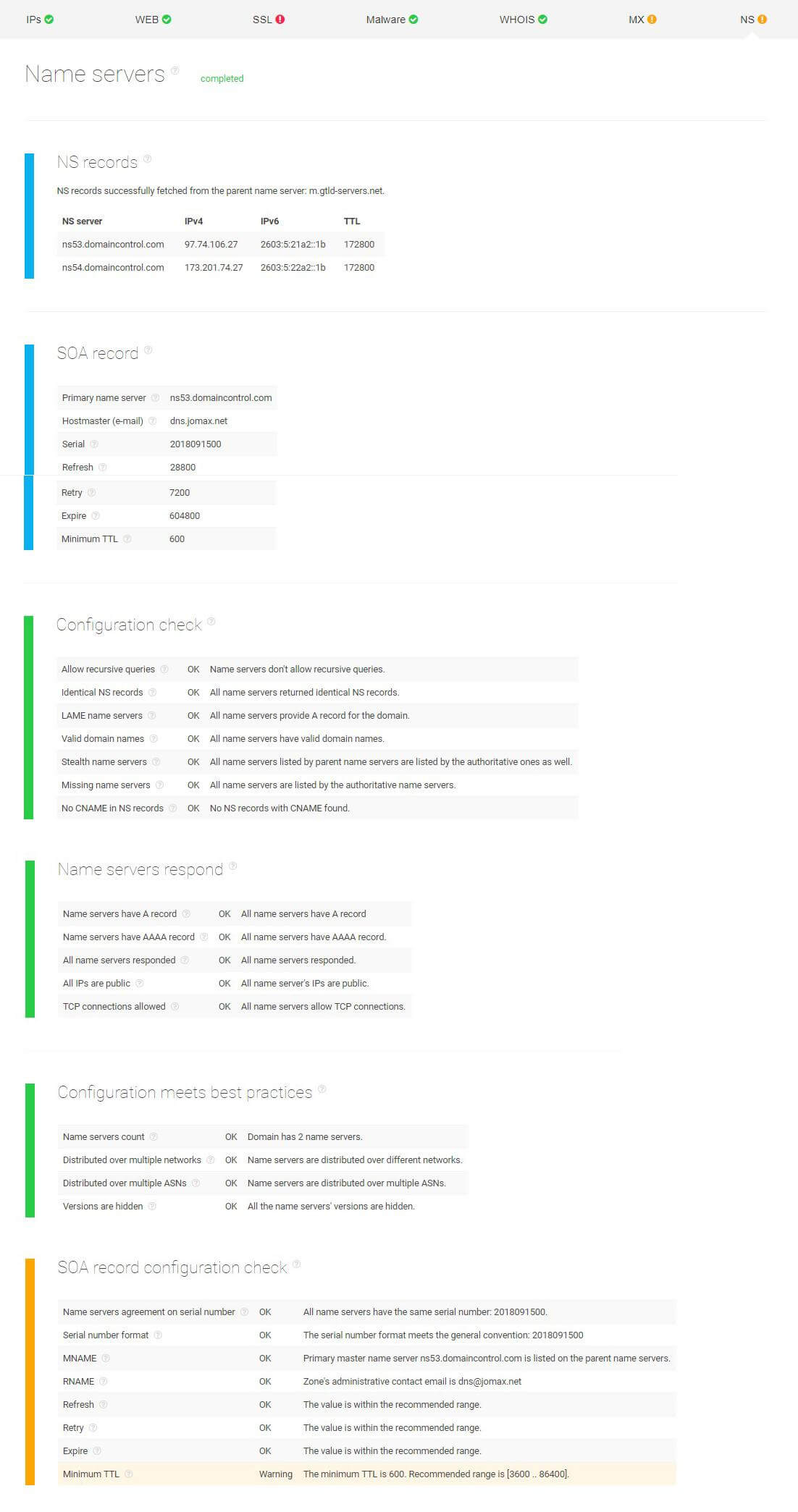 Performing internal infrastructure analysis