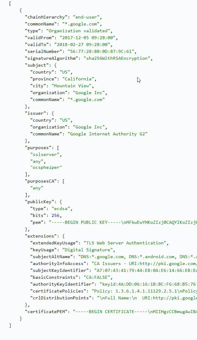 SSL Certificate Chain API